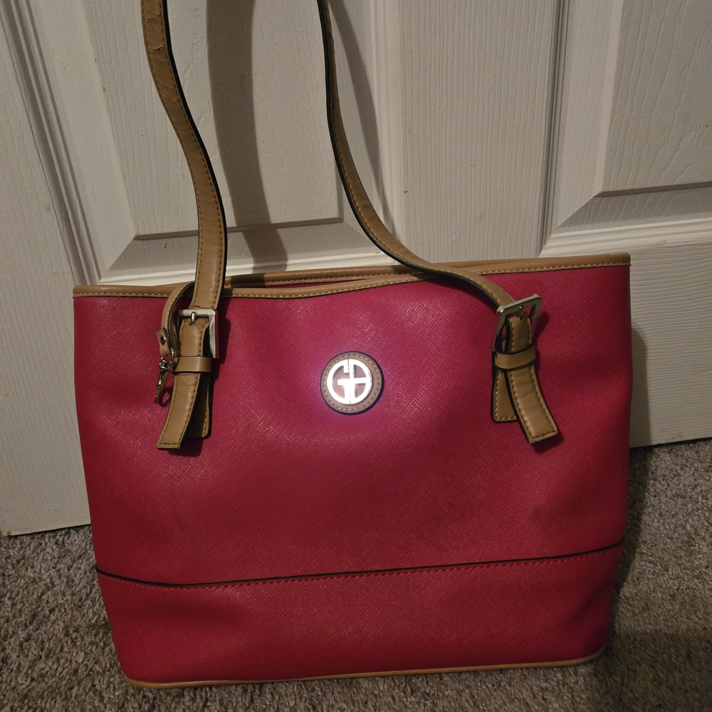 Giani Bernini Red and Tan Tote Bag